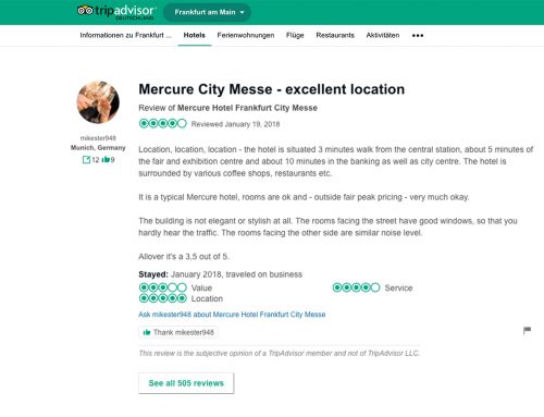 Mercure City Messe – excellent location